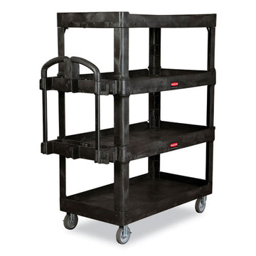 Rubbermaid® Commercial 4-shelf Heavy-duty Ergo Utility Cart, 700 Lb Capacity, 24.35 X 54.1 X 62.4, Black freeshipping - TVN Wholesale